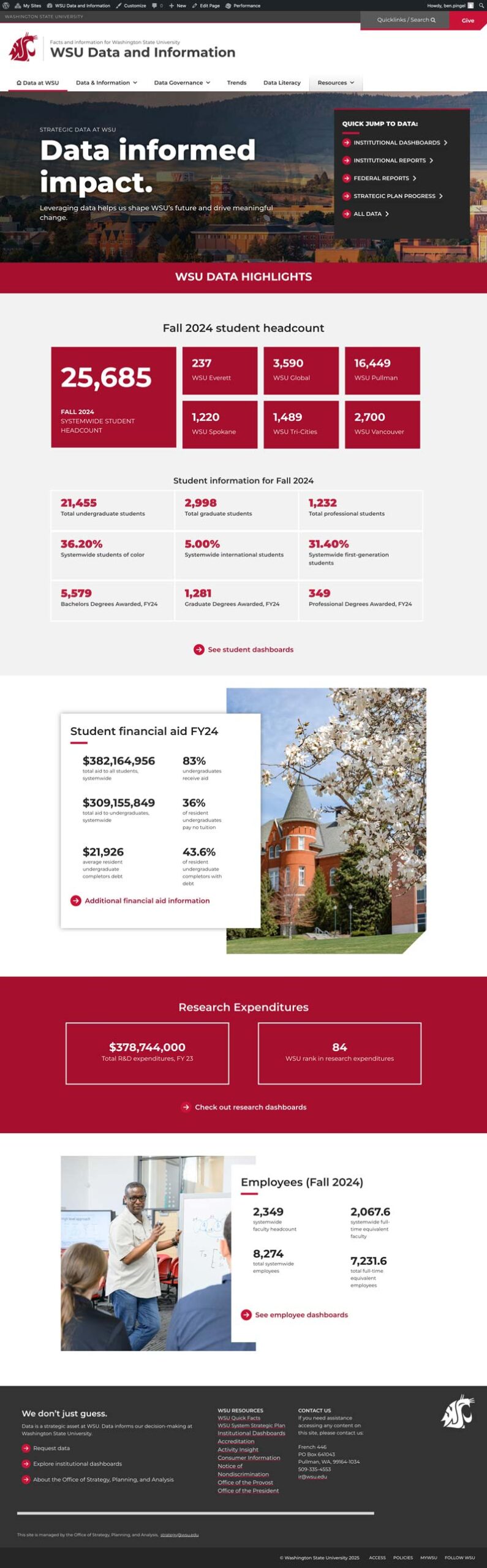 WSU Strategic Plan website full-page screenshot