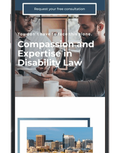 Iphone showing the mobile website design for Bernhardt Disability Law in Boise, Idaho