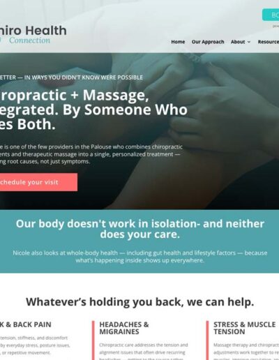 Chiropractor website for Chiro Health Connection by Firelight Creative Co