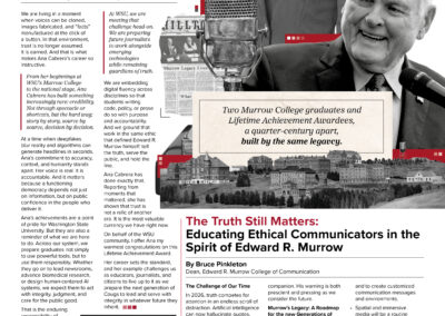 Front page of The Murrow Standard, the 50th Murrow Symposium commemorative newspaper