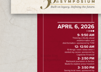 Event and table signage for the 50th Murrow Symposium