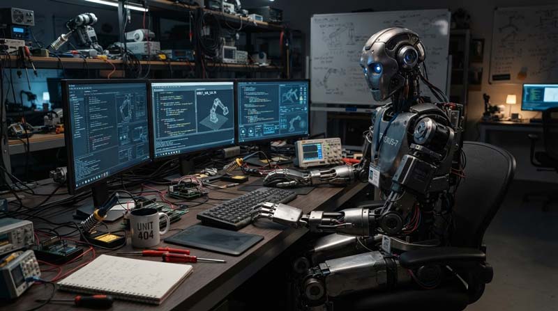 robot-at-computer Robot working at a computer